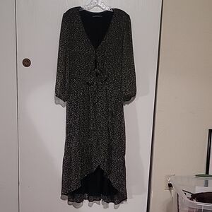 Abercrombie & Fitch maxi dress wrap skirt style bow tie top black floral flower